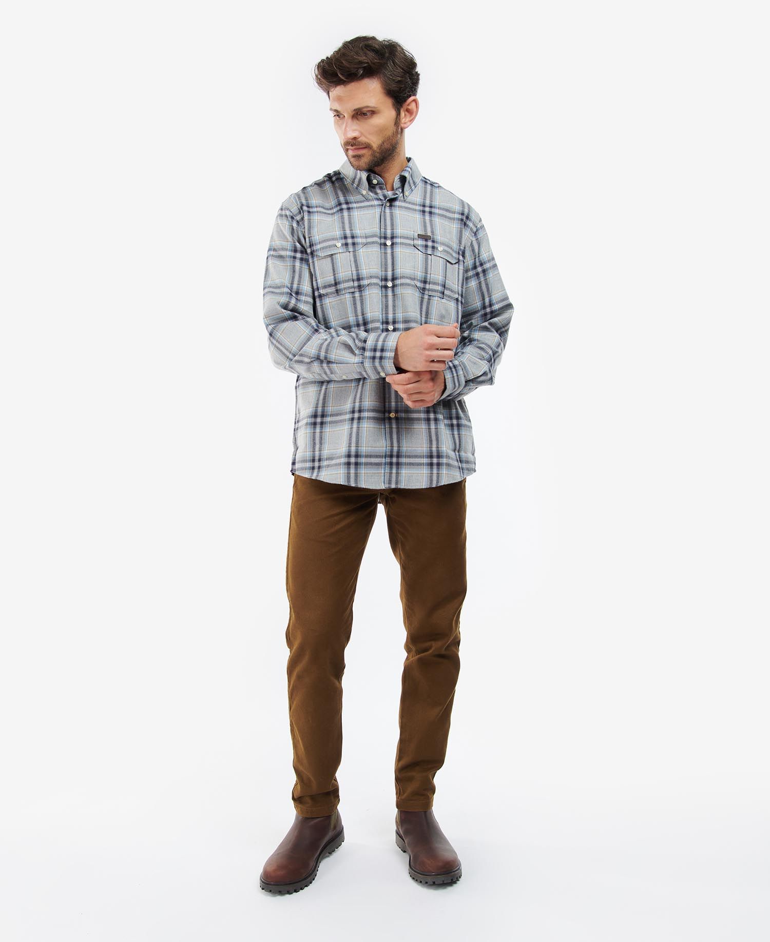 Barbour Singsby Thermo Weave Men's Shirts Grey | 376152-QOE