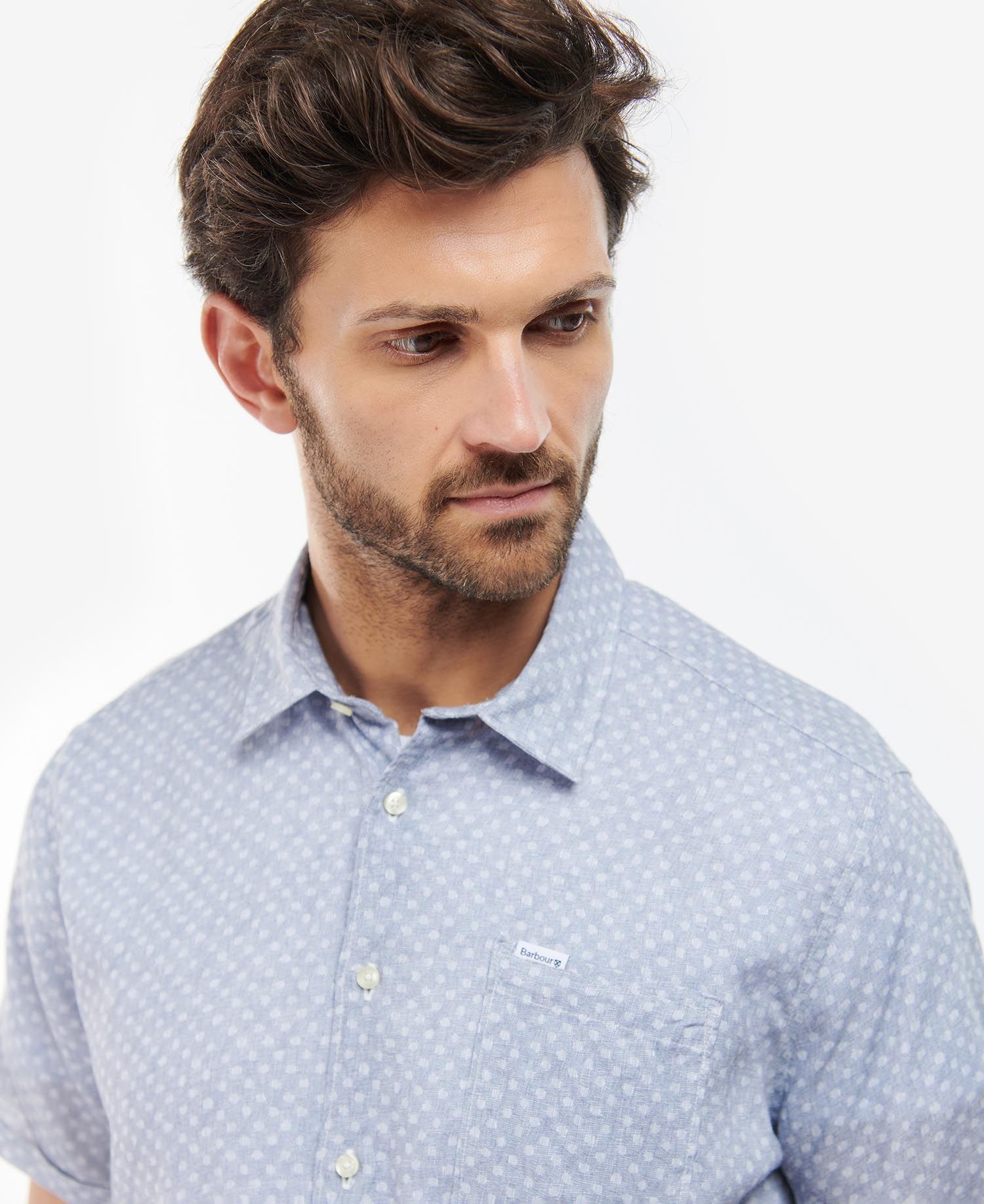 Barbour Spot Summer Fit Men's Shirts Navy | 702483-AQE