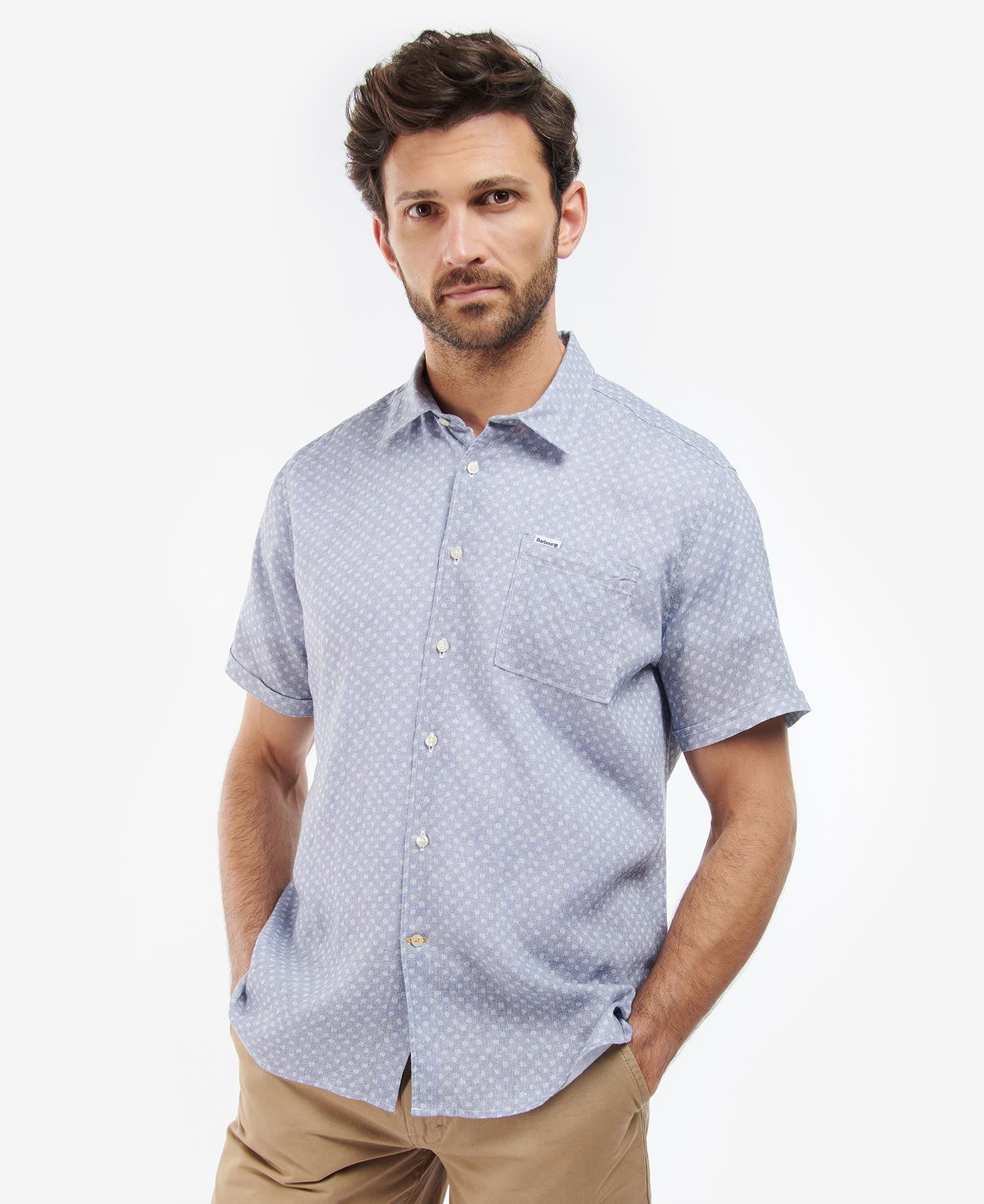 Barbour Spot Summer Fit Men\'s Shirts Navy | 702483-AQE