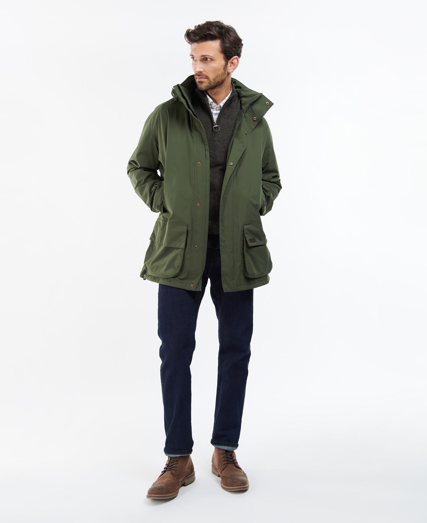 Barbour Swinton Men's Waterproof Jackets Olive | 617043-WXU