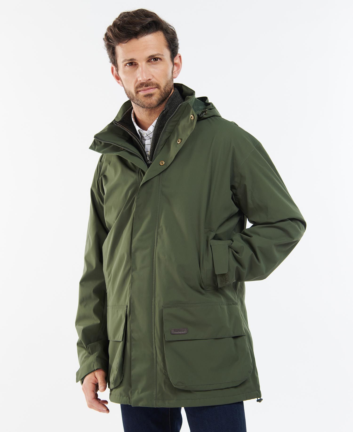 Barbour Swinton Men\'s Waterproof Jackets Olive | 617043-WXU