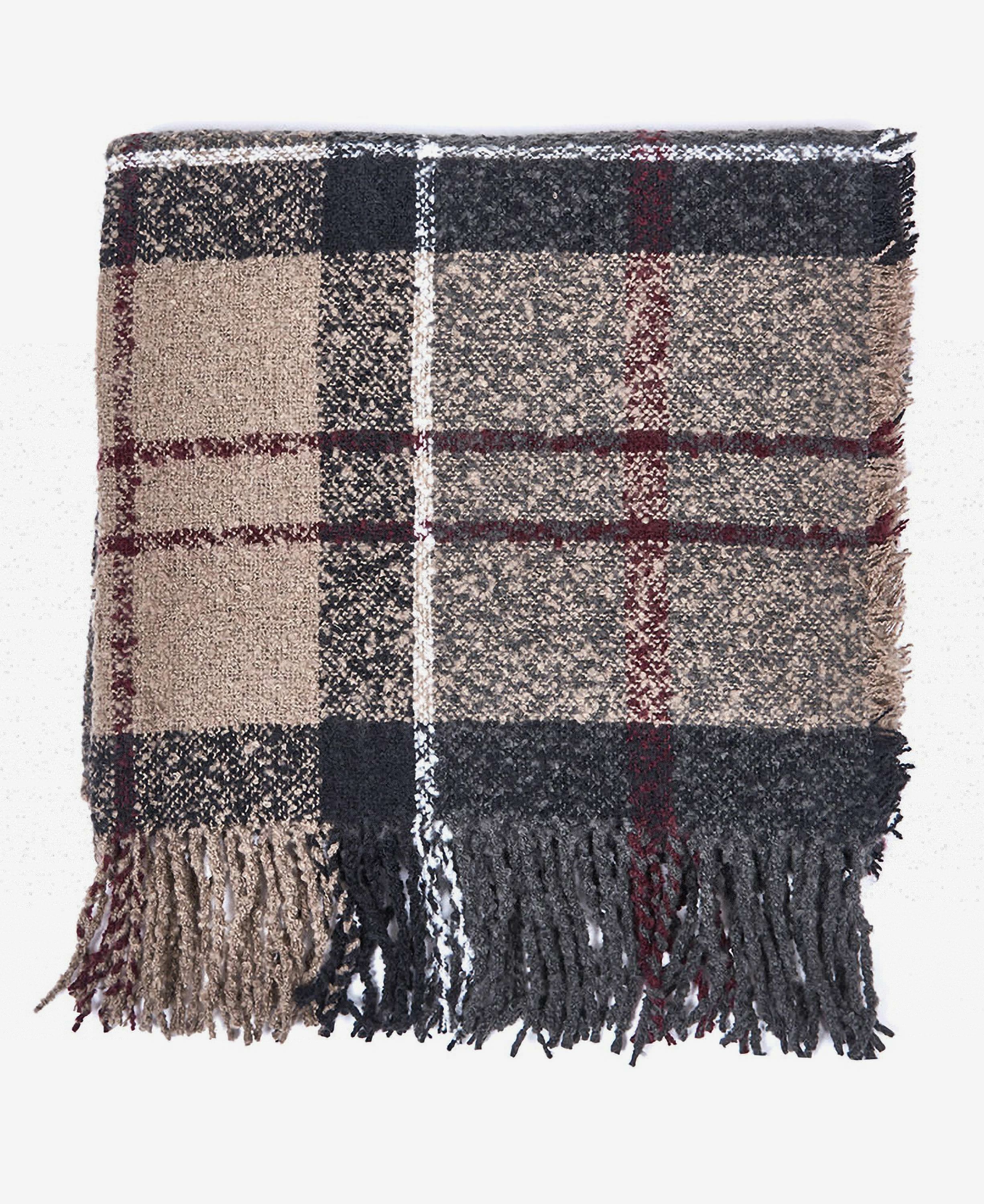 Barbour Tartan Boucle Women's Scarves Khaki / Grey / Navy | 430672-GHU