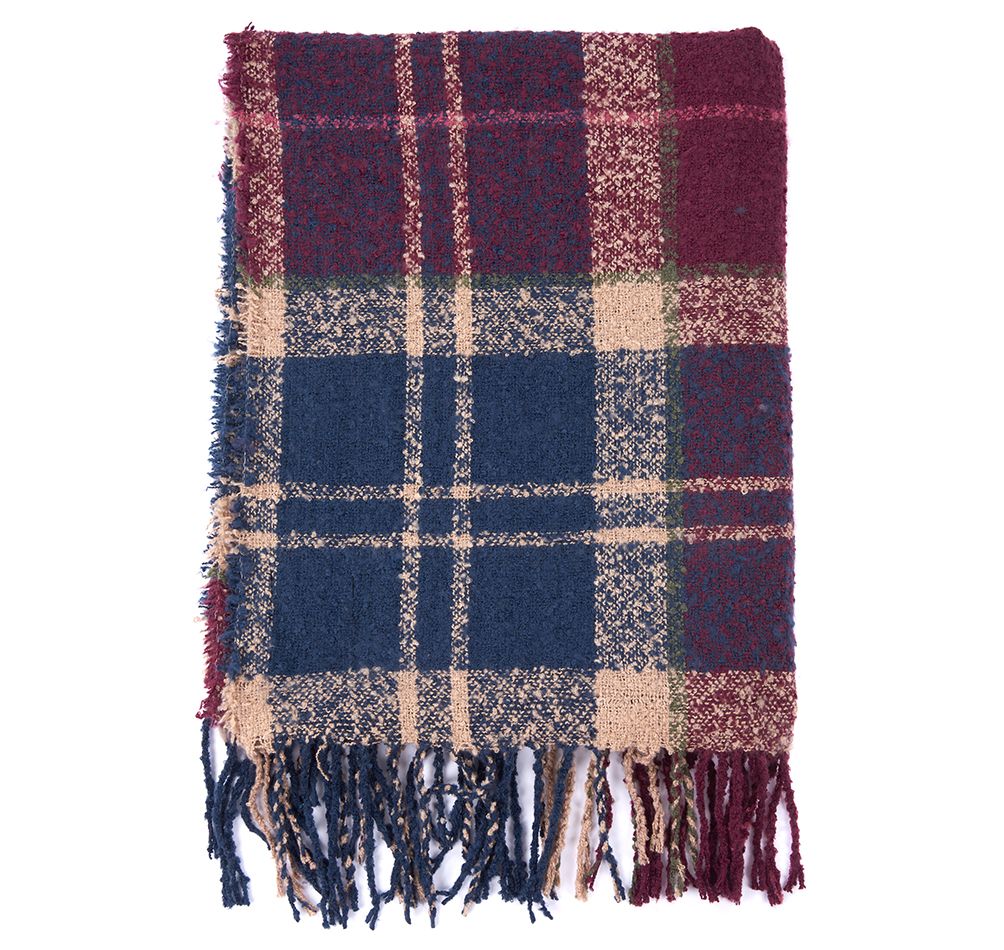 Barbour Tartan Boucle Women's Scarves Navy / Red | 039516-OML