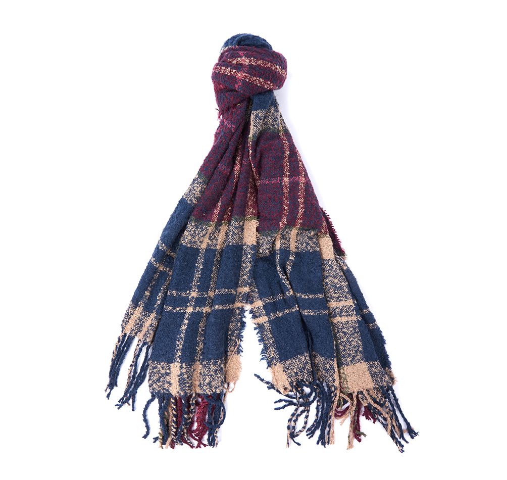 Barbour Tartan Boucle Women\'s Scarves Navy / Red | 039516-OML