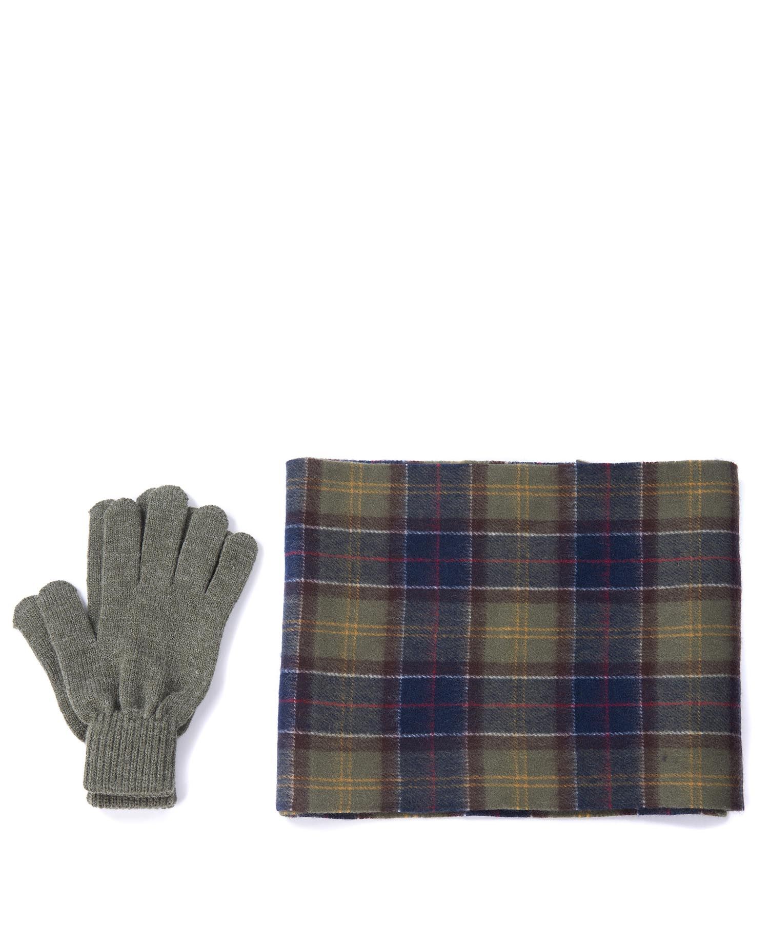 Barbour Tartan Gift Set Men\'s Scarves Olive | 763148-NTG