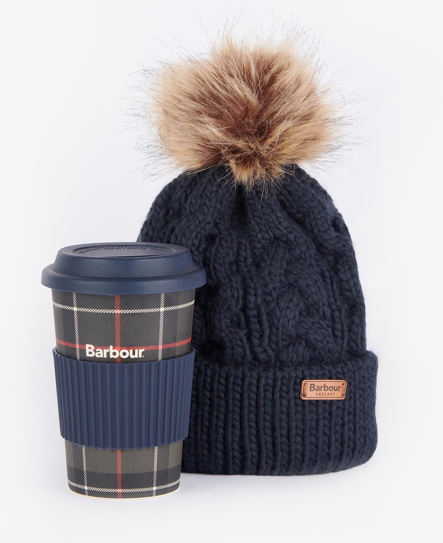 Barbour Tartan Travel Mug Women\'s Beanie Navy | 476193-OCL