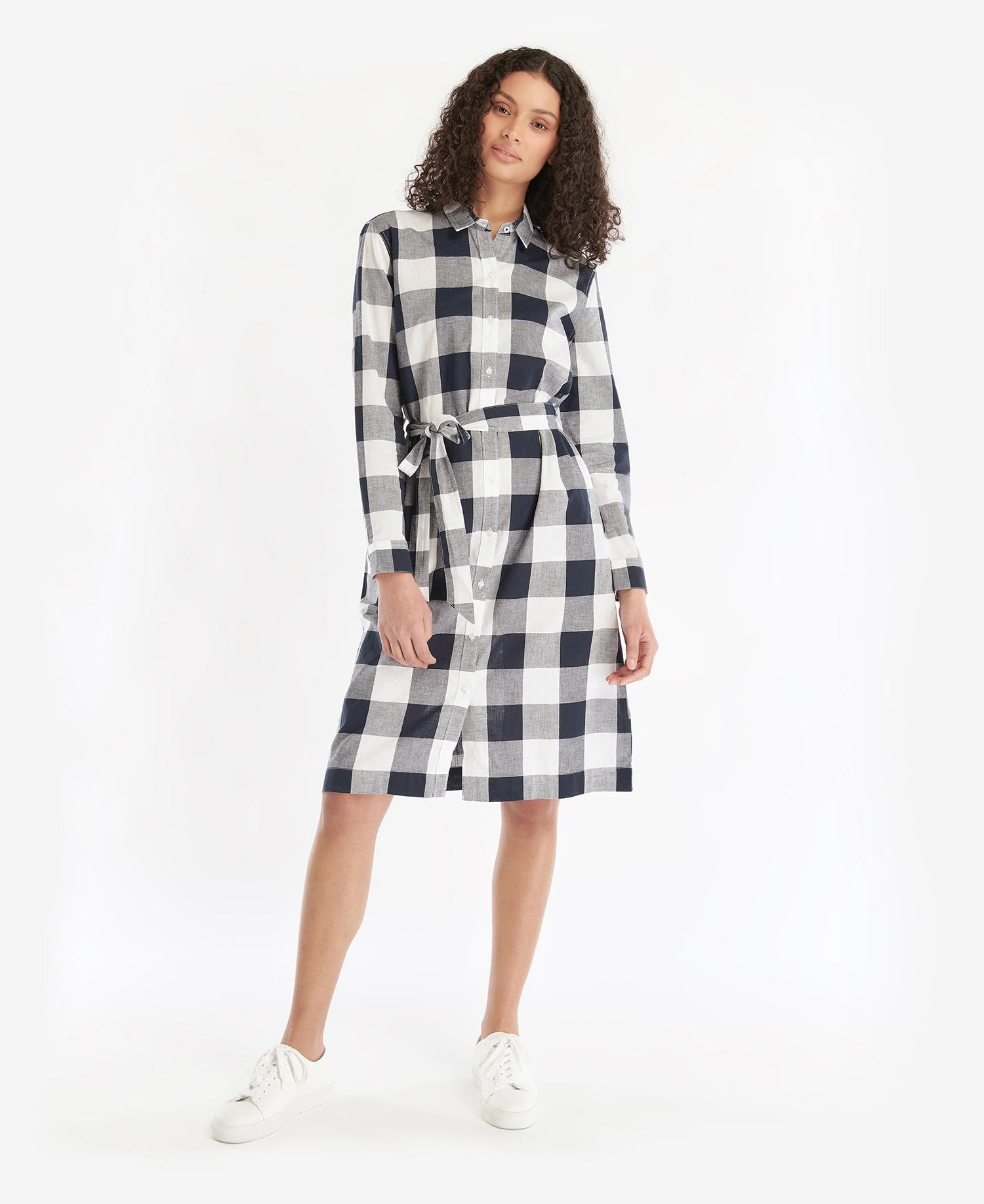 Barbour Tern Check Women's Dress Navy | 297084-ONE