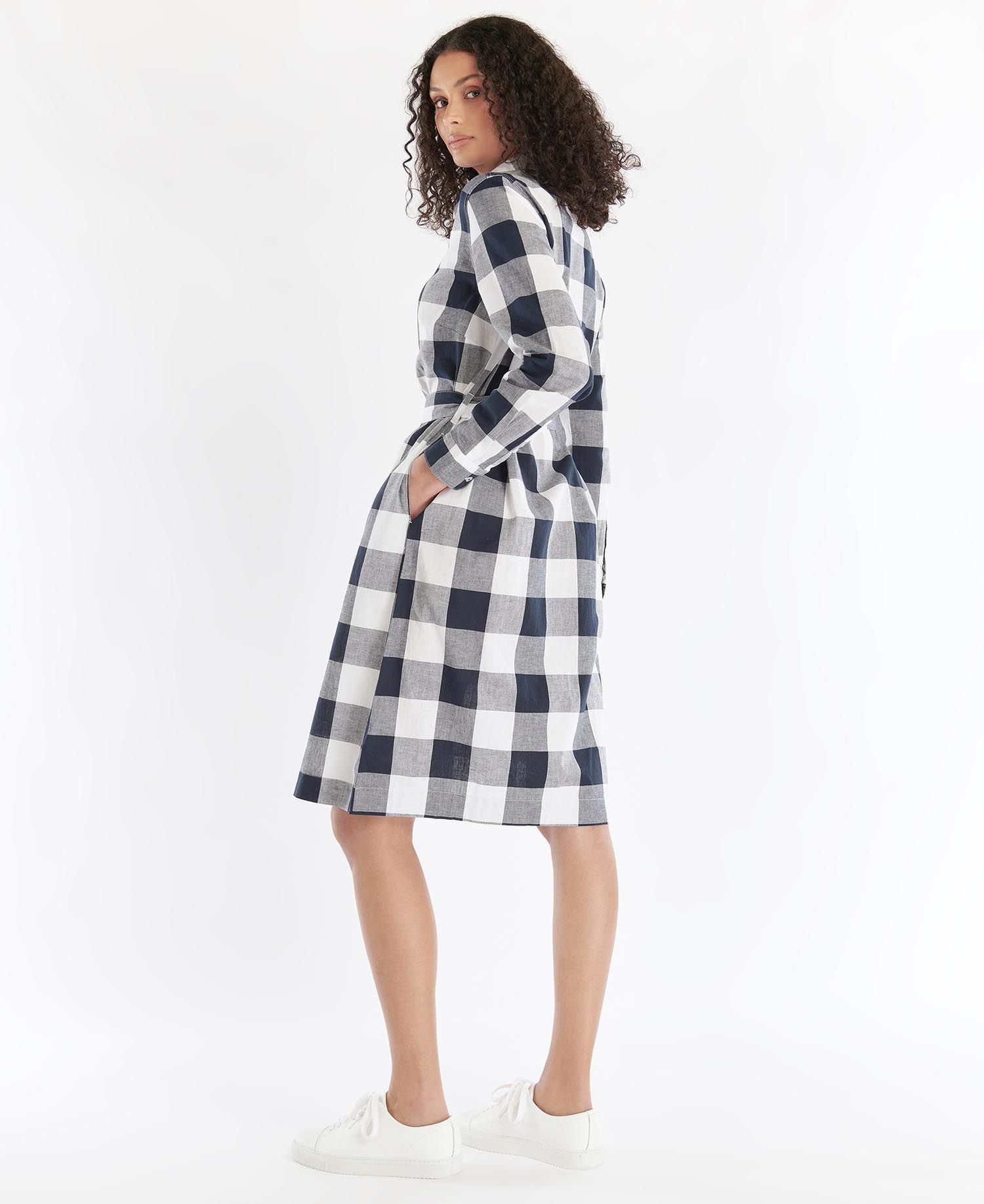 Barbour Tern Check Women's Dress Navy | 297084-ONE