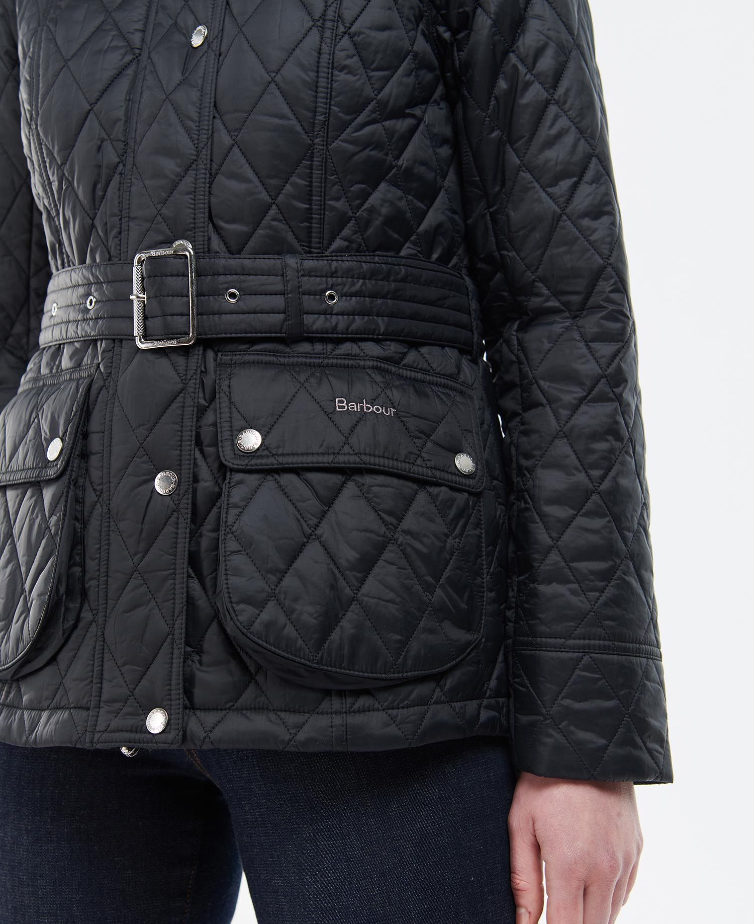 Barbour Trefoil Women's Quilted Jackets Black | 439201-OVZ