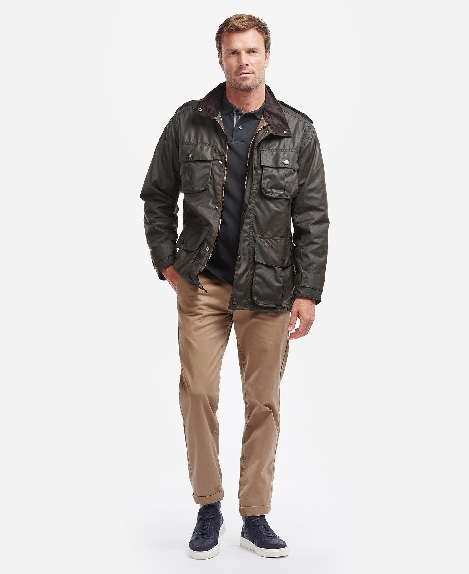 Barbour Troopered Cotton Men's Waxed Jackets Olive | 142953-OVA