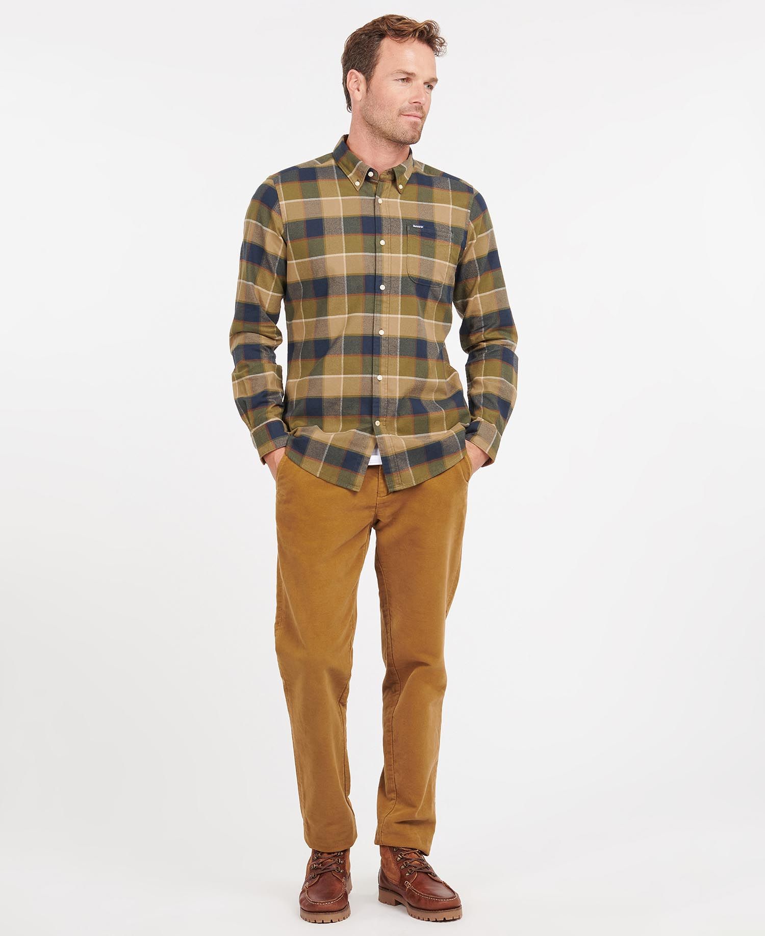 Barbour Valley Tailored Men's Shirts Olive | 129680-OUX