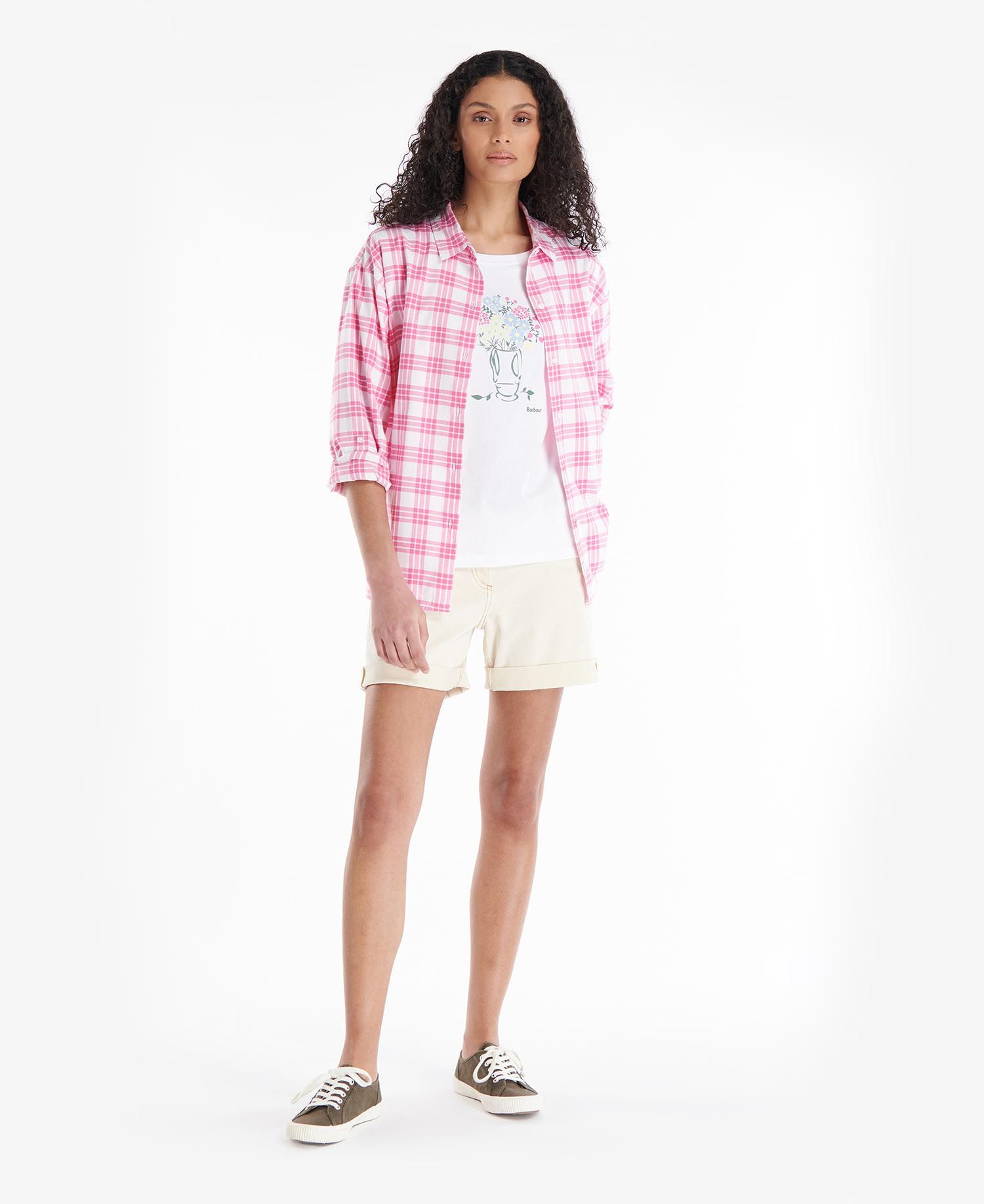 Barbour Willowherb Women's Shirts White / Pink | 956721-FIO