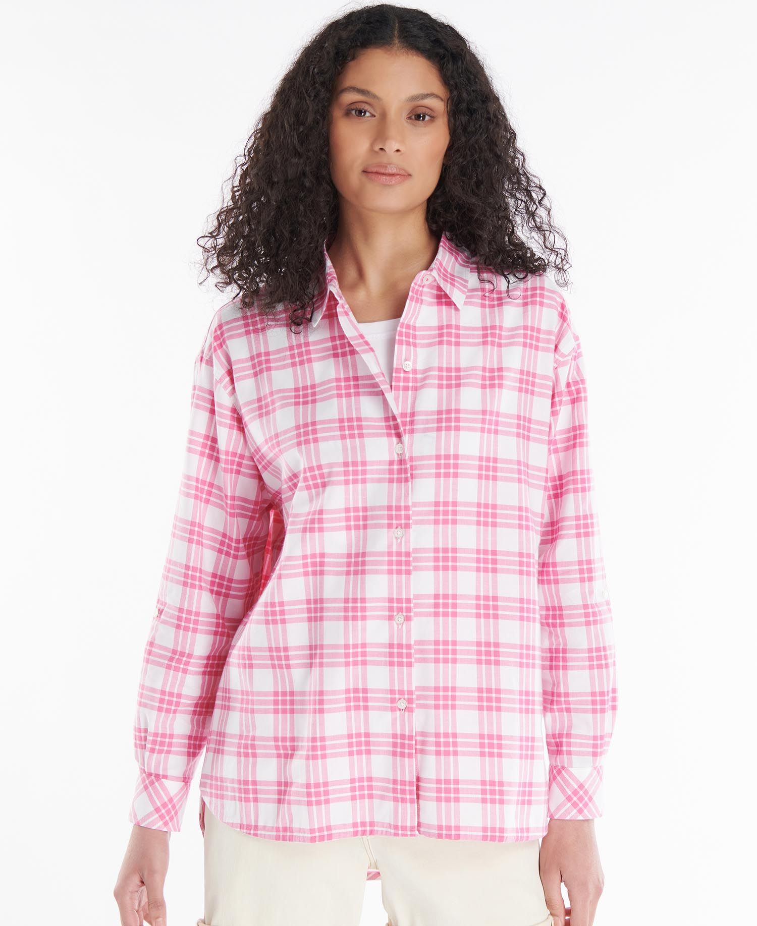 Barbour Willowherb Women's Shirts White / Pink | 956721-FIO