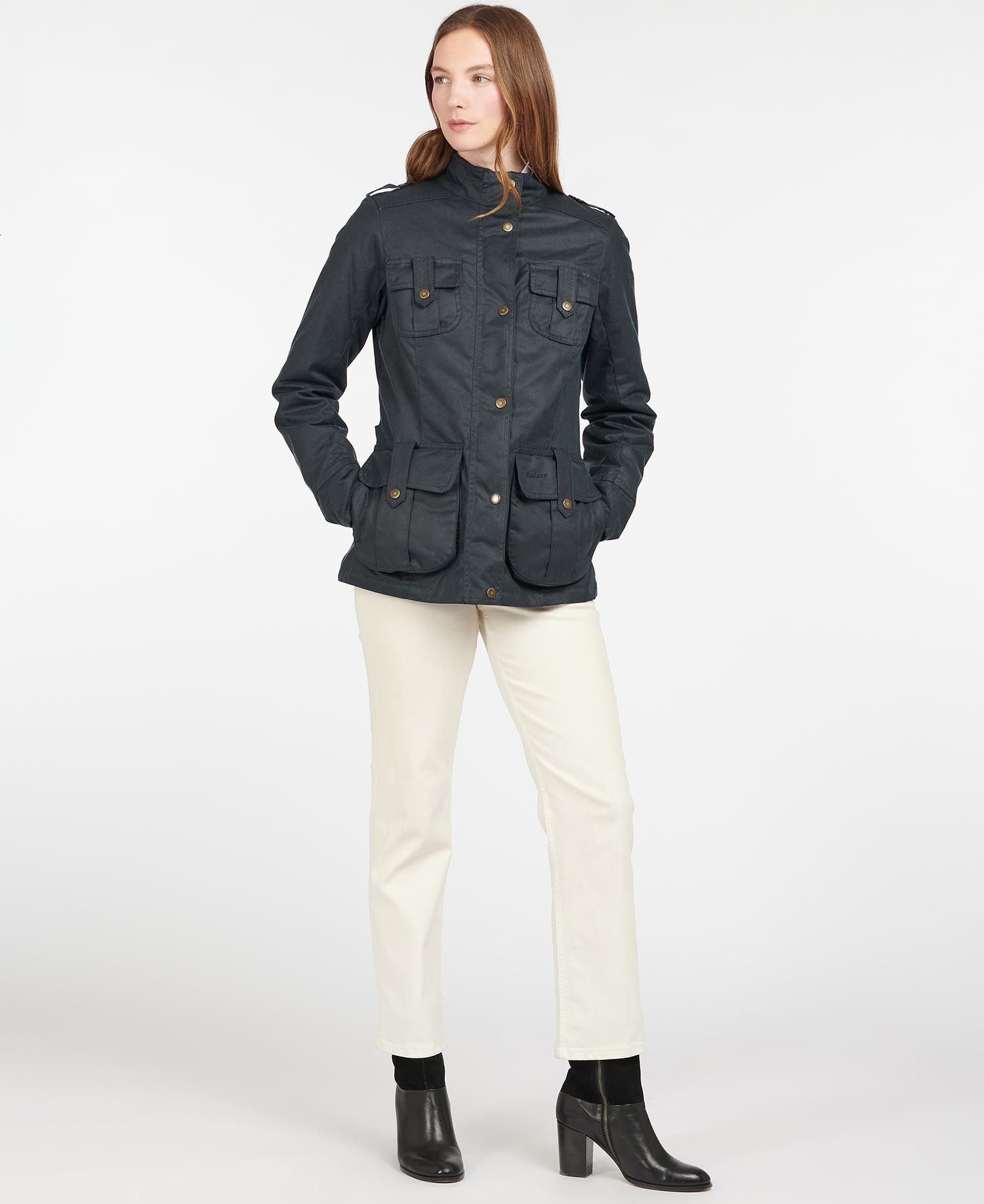 Barbour Winter Defenceed Cotton Women's Waxed Jackets Black | 084735-IYV