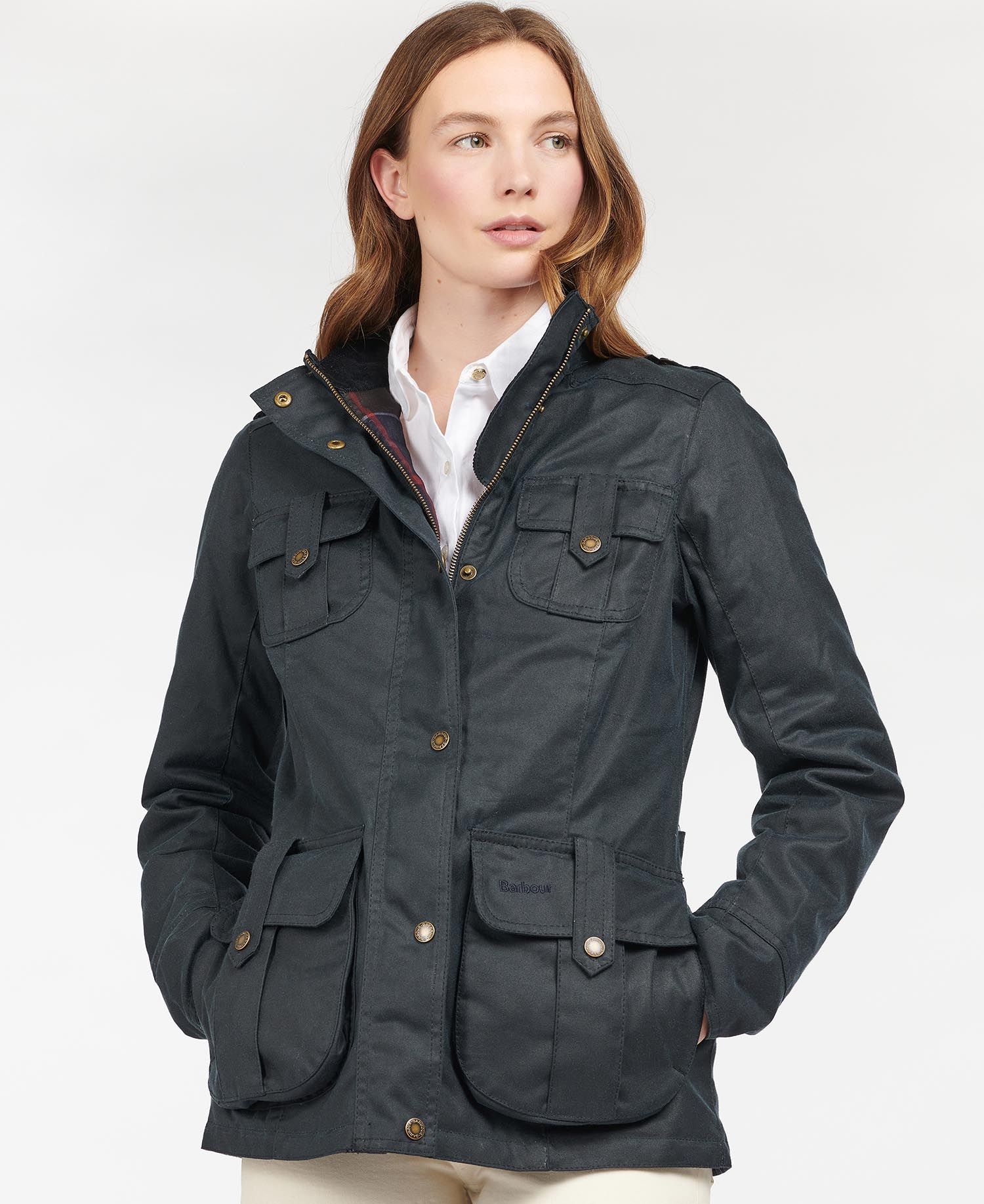 Barbour Winter Defenceed Cotton Women's Waxed Jackets Black | 084735-IYV