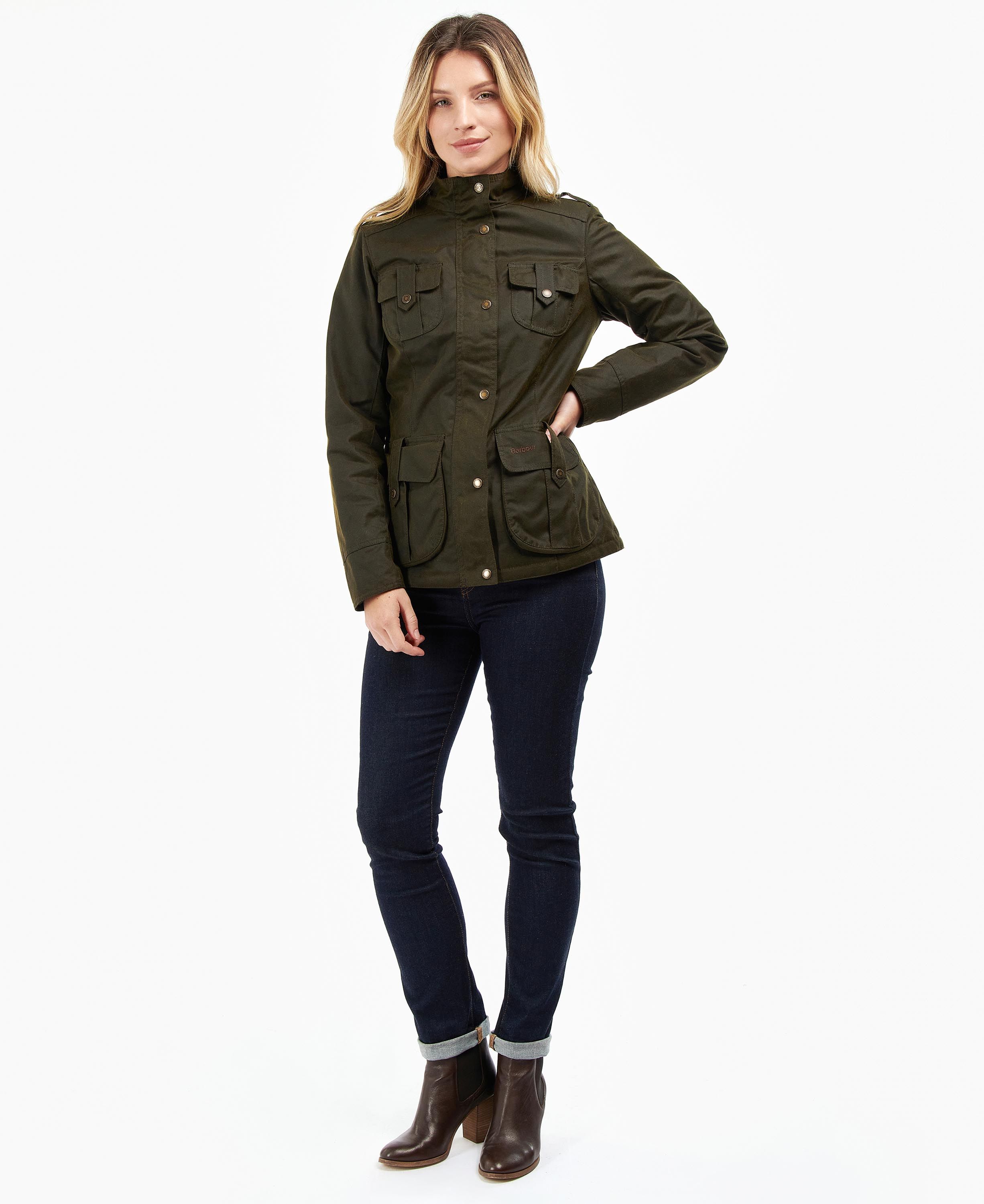 Barbour Winter Defenceed Cotton Women's Waxed Jackets Olive | 106723-JCG