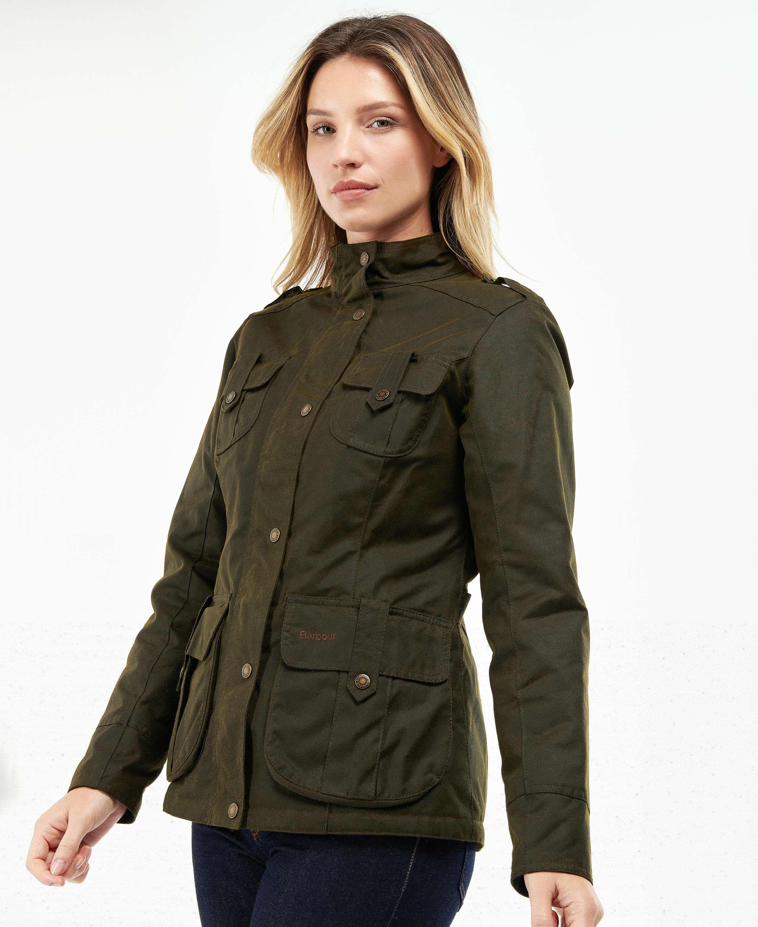 Barbour Winter Defenceed Cotton Women's Waxed Jackets Olive | 106723-JCG