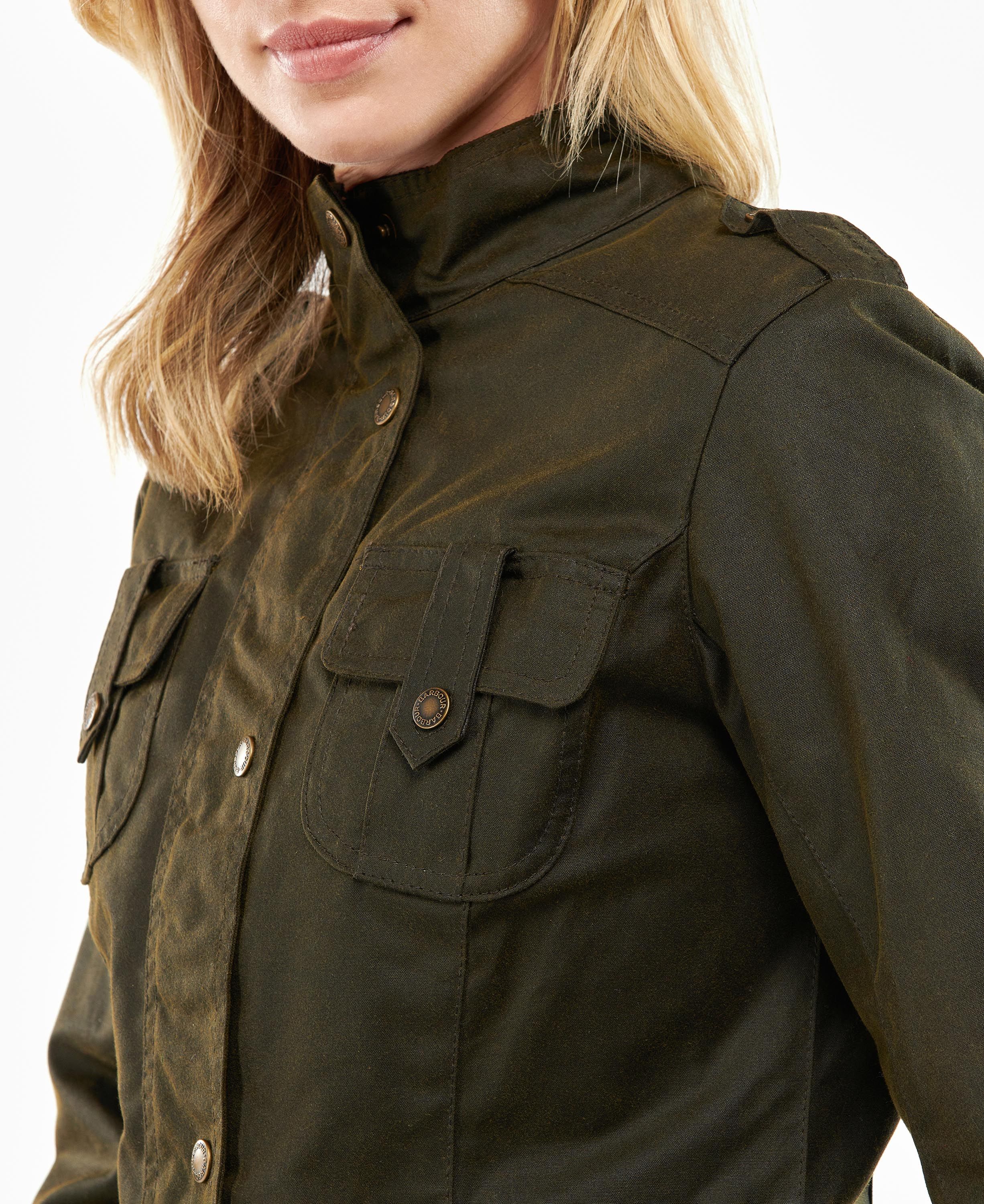 Barbour Winter Defenceed Cotton Women's Waxed Jackets Olive | 106723-JCG