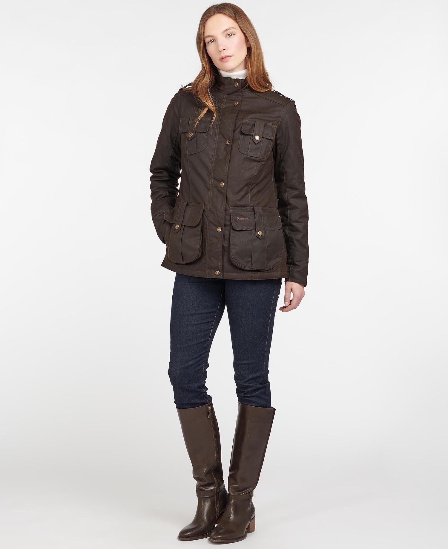 Barbour Winter Defenceed Cotton Women's Waxed Jackets Dark Coffee | 597810-HVJ