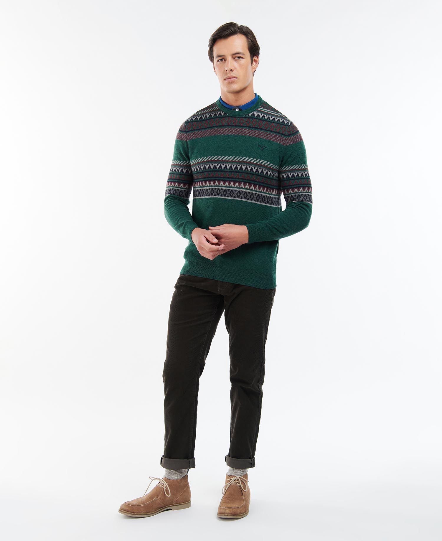 Barbour Winterborne Fairisle Men's Sweatshirts Dark Green | 740286-PTR