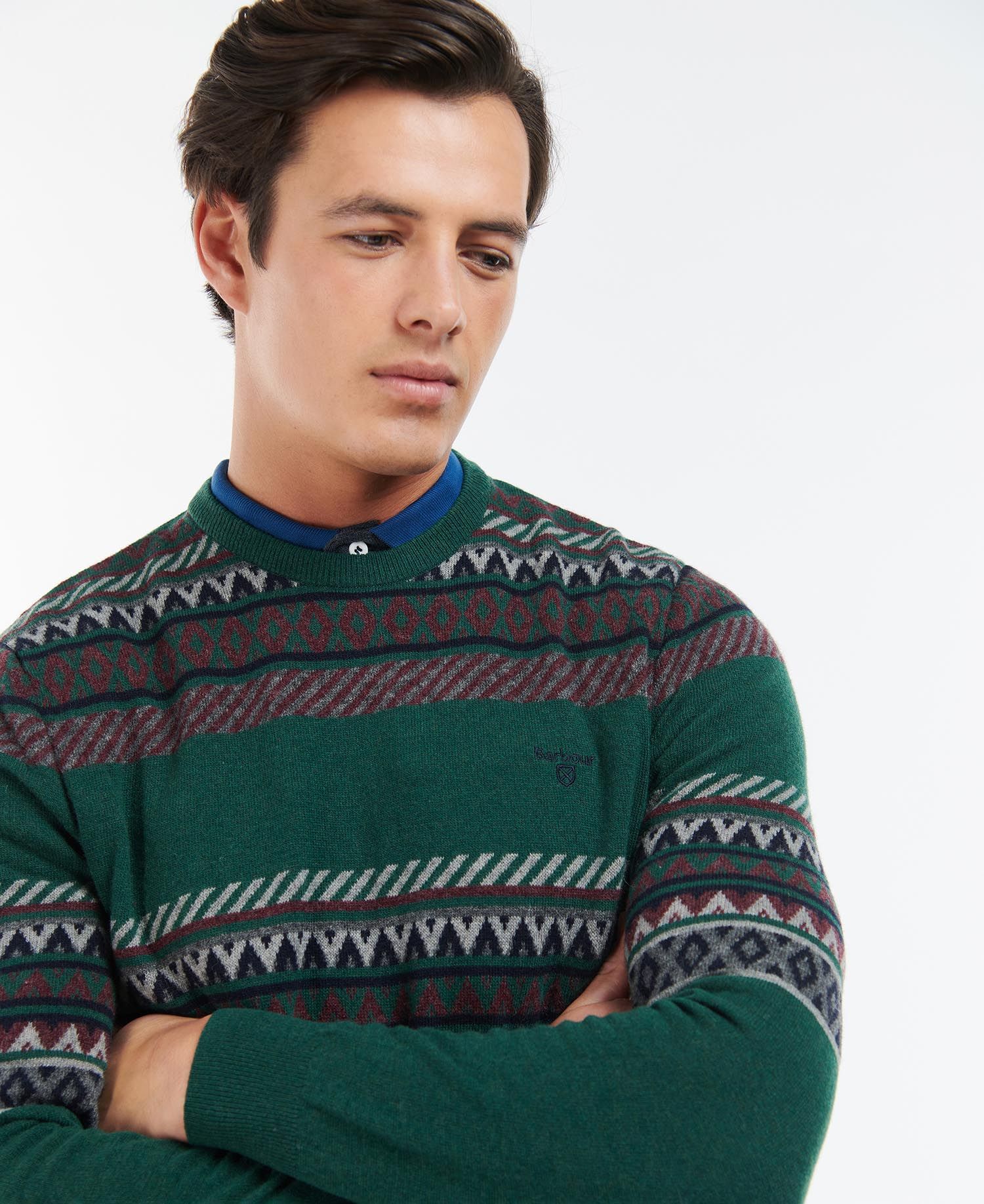 Barbour Winterborne Fairisle Men's Sweatshirts Dark Green | 740286-PTR