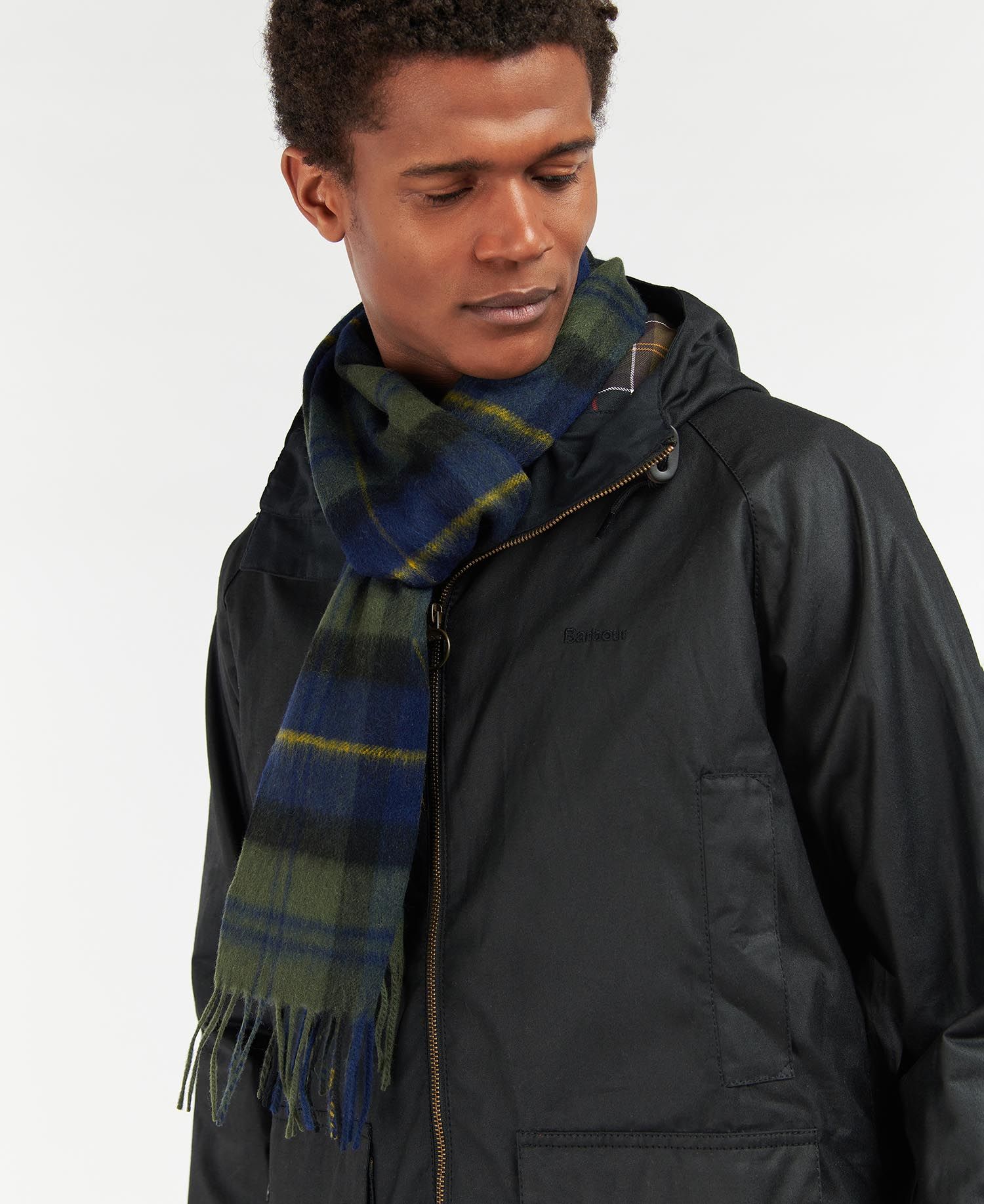 Barbour Wool Cashmere Tartan Men\'s Scarves Dark Brown | 630927-DQM