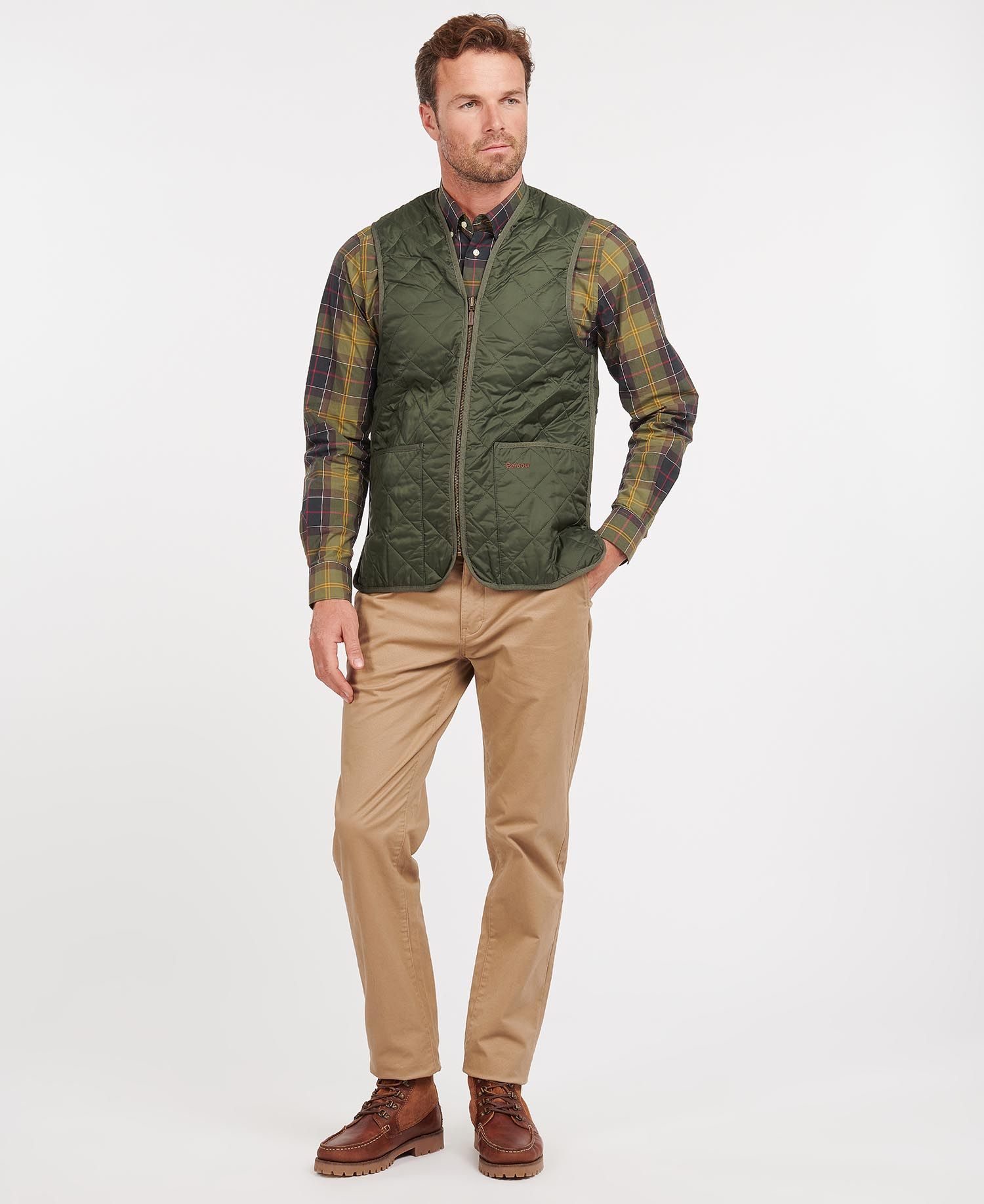 Barbour Zip-In Liner Men's Vest Olive | 367529-CYB